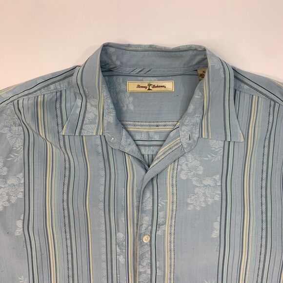 Vintage Tommy Bahama Shirt Mens XL Extra Large Silk Blend Textured Floral Hawaii - Picture 4 of 14